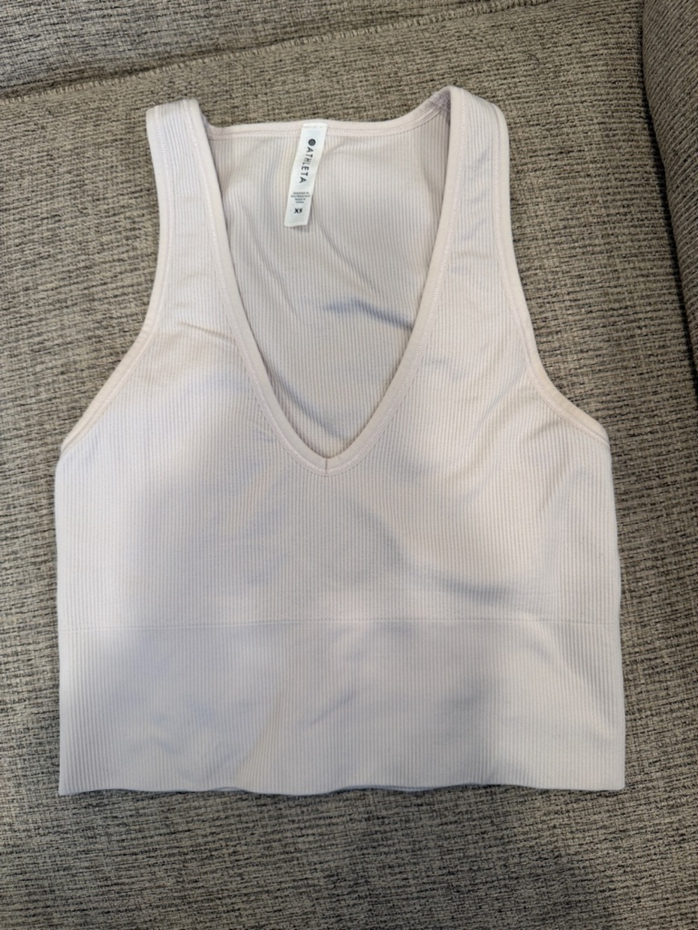 Athleta Ribbed V-Neck Tank Top — Pale Pink